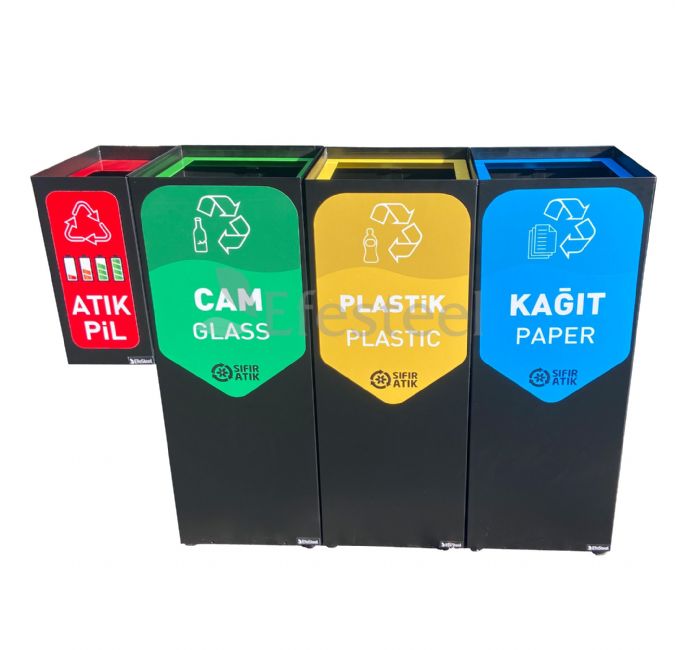 Pil Kağıt Cam Plastik Geri Dönüşüm Kutusu